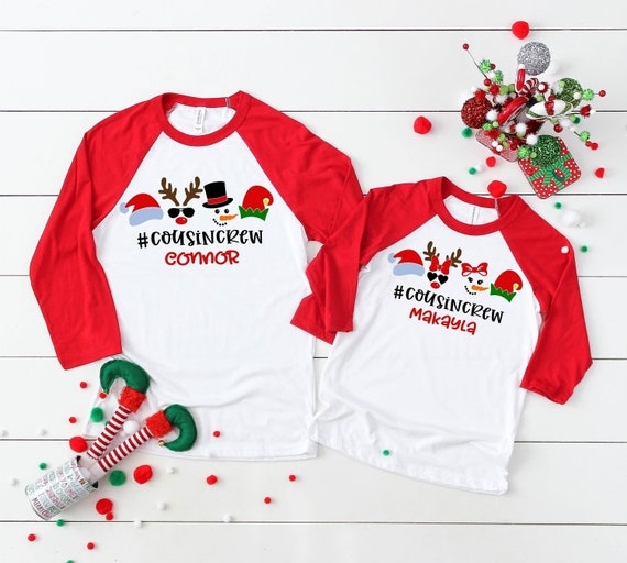 Christmas Cousin Crew Shirts, Christmas Matching Shirts with custom names, Cousin Crew, Christmas Deer, Snowman, Elf shirt,  Xmas Crew CR24