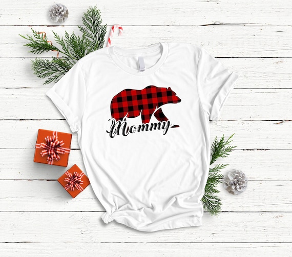 Mama Bear Shirt Buffalo Plaid Mom Shirt Gifts For Mom Bear Family  Shirts-Daddy Bear shirt-Lumbar jack plaid shirt,Xmas pajamas CX2