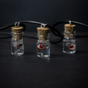 An Eye for Murder Necklace, Eyeball Jewelry, Creepy, Eyes, Red, Halloween, Spooky, Stainless Steel, Hypoallergenic, Cotton Cord