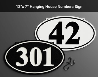 Bold Hanging House Numbers Sign - Personalized Thick House Numbers Address Plaque - HDPE Plastic  Marine Grade Weather-Resistant Lightweight