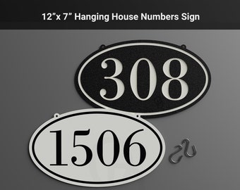 Traditional Hanging House Numbers Sign - Custom Personalized Address Plaque -  HDPE Plastic -Marine Grade Weather-Resistant Lightweight