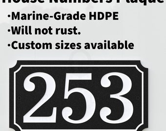 House Numbers Plaque - Address Plaque - Custom House Address Signs - Marine Grade HDPE Plastic Weather-Resistant