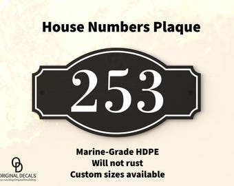Old Fashion House Numbers Sign- Address Plaque - Custom House Address Signs - Marine Grade HDPE Plastic Weather-Resistant