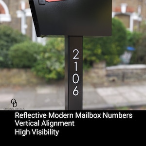 Vertical Mailbox Post Numbers - Reflective House Street Number Address Vinyl Mailbox Decals - Highly Visible House Numbers for your Mailbox