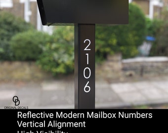 Vertical Mailbox Post Numbers - Reflective House Street Number Address Vinyl Mailbox Decals - Highly Visible House Numbers for your Mailbox
