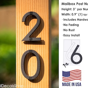 Mailbox Post Numbers - Modern Style House Numbers - 3&quot; Height per Number