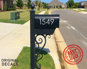 Mailbox Numbers - Modern Mailbox Decal -  Up to 5 Letters / Numbers Decal Address - House Numbers Decals - Easy to Install - Fast Shipping