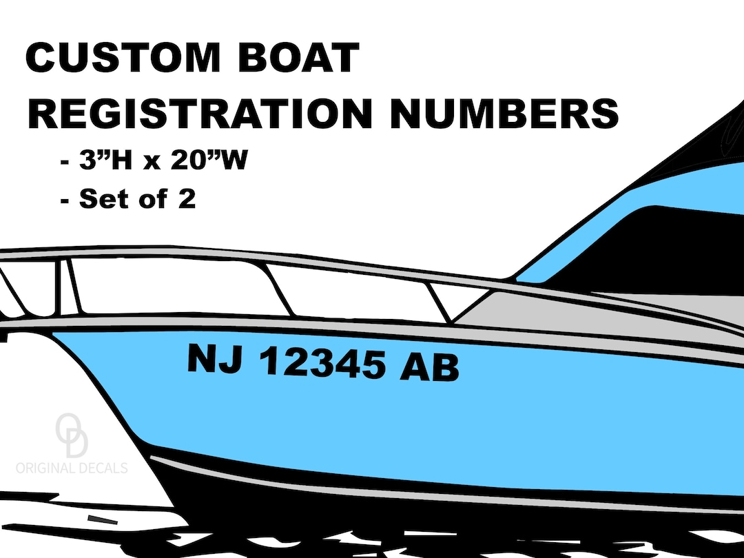 Boat Registration Number Decal Set of 2 Watercraft Letters Numbers