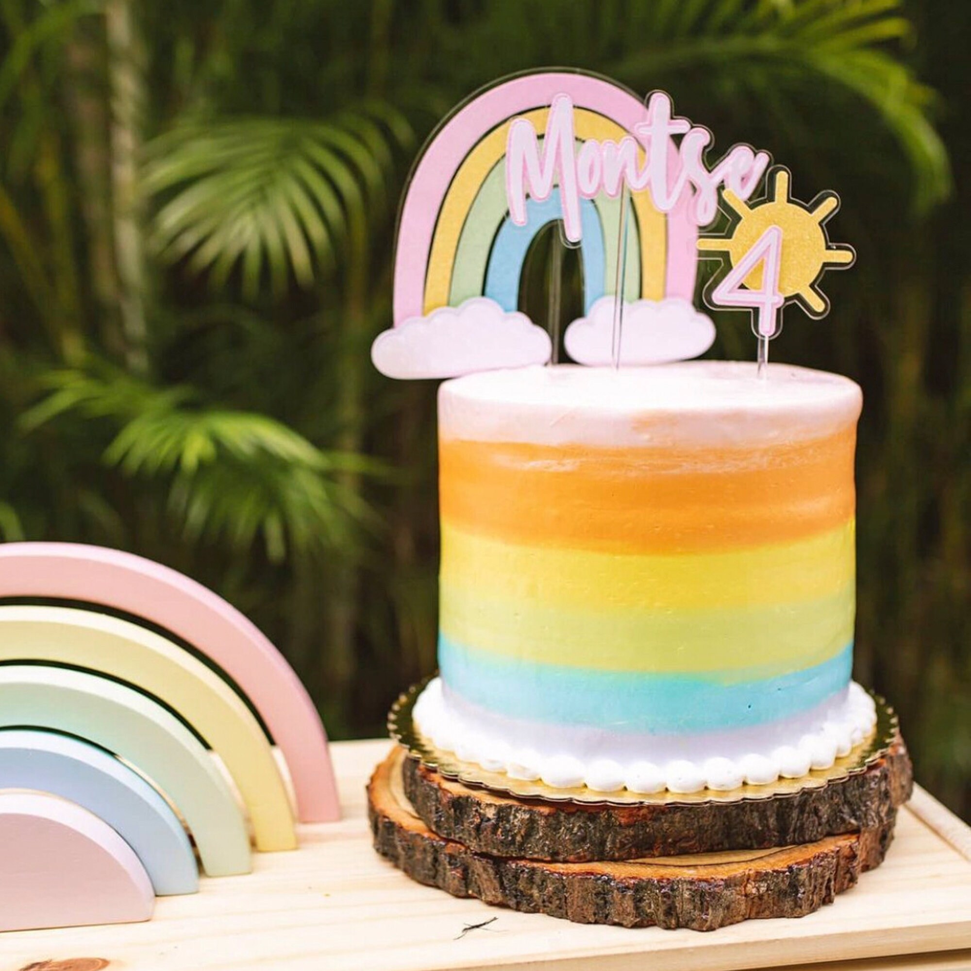 Rainbow Cake Topper Etsy