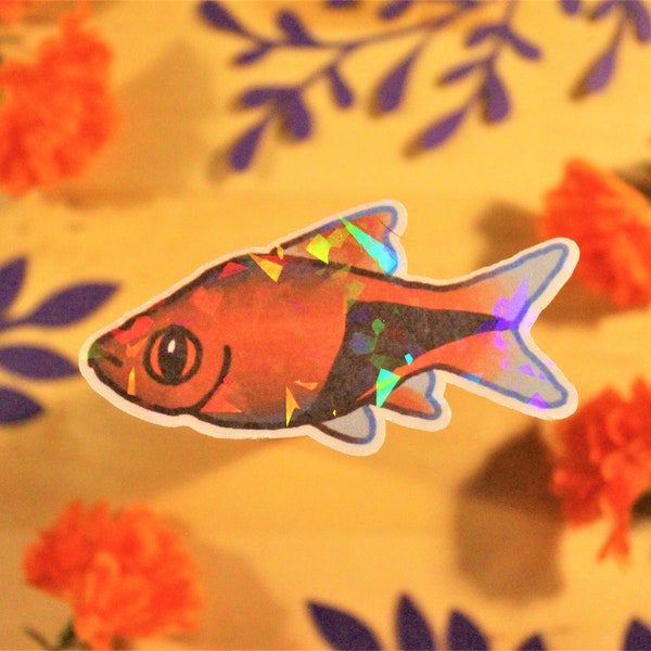 Fish Sticker. Harlequin Rasbora, holographic Sticker,