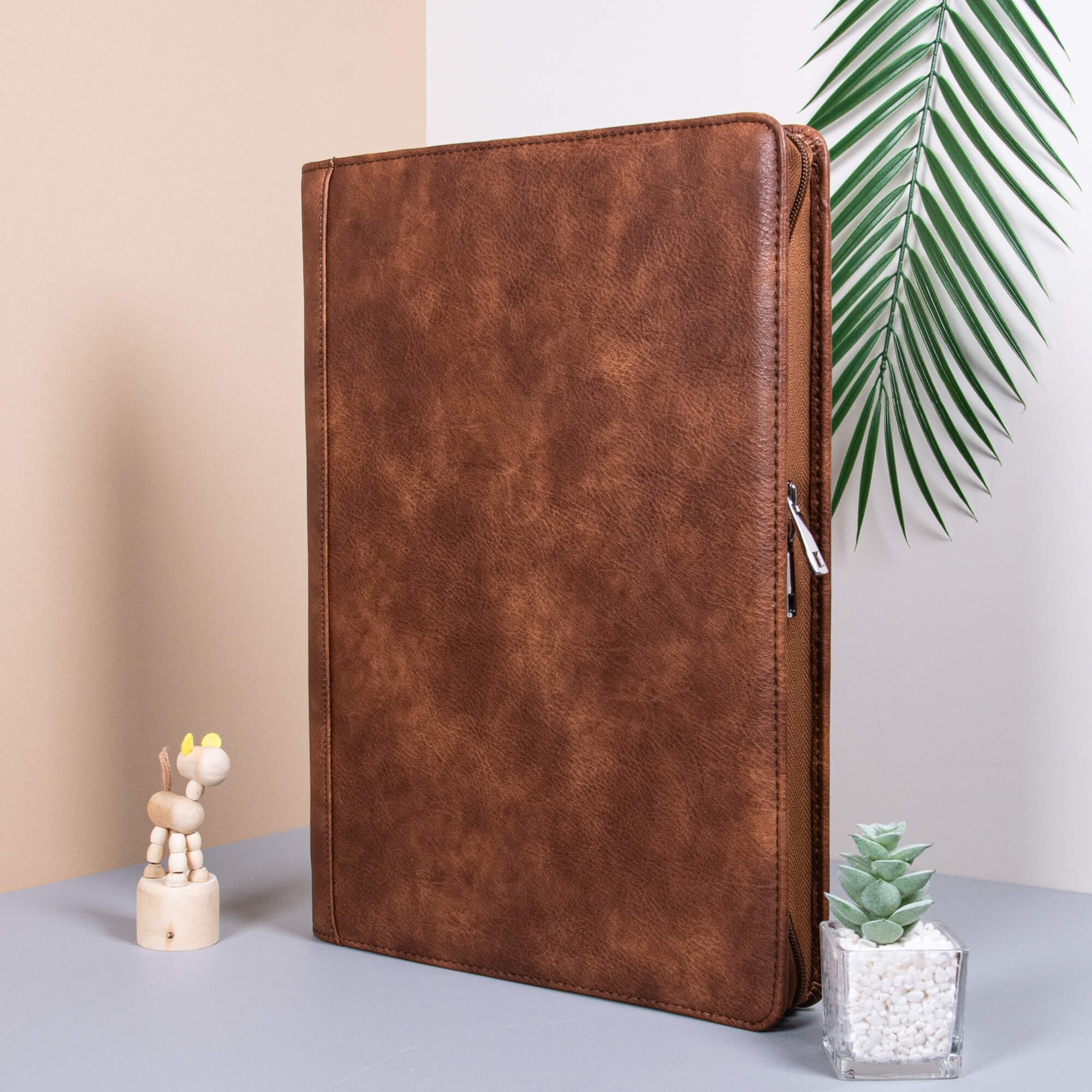 Personalized Vintage Leather Portfolio, Custom 3-Ring Binder Portfolio, Office Padfolio with Clipboard, Custom Company Gift, Graduation Gift