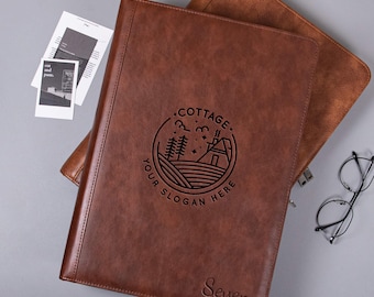 Custom Leather Portfolio, Engraved Logo Leather Portfolio,  Personalized 3-Ring Binder Portfolio, Leather Business Padfolio, Christmas Gift