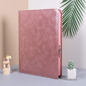 Portfólio de negócios de couro pu personalizado, organizador de documentos de fichário personalizado 2/3/4, capa de caderno a4, presente para ela, presente de dia das mães