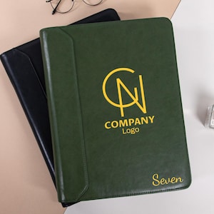 Personalized Vegan Leather Portfolio for Men, Custom 3 Ring Binder Padfolio with Zipper, A4 Notepad Holder for Her, Unique Anniversary Gifts