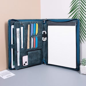 Personalisierte Vintage Leder Portfolio,Organizer im Letter Format,A4 Dokumentenhalter für Herren,Leder Business Padfolio,Weihnachtsgeschenke