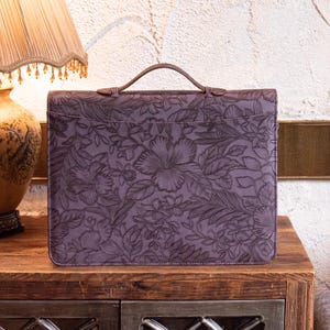Embossed Leather Portfolio, 3-Ring Binder Padfolio Cover, Custom Leather Organizer Notebook, Leather Portfolio Binder, Personalized Gifts