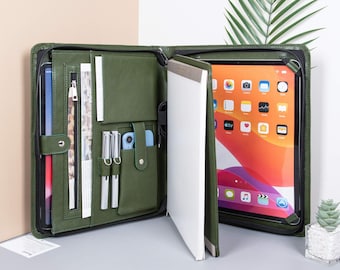 Personalisierte Leder Portfolio-Cover, benutzerdefinierte Vegan Leder Padfolio, graviertes Firmenlogo Portfolio, Weihnachtsgeschenke, Geschenk für Kollegen