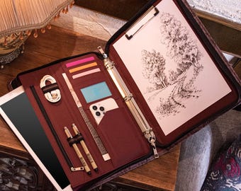 Custom Portfolio with Zipper, Personalized Refillable Padfolio, Embossed 3-Ring Binder Leather Portfolio, Gift for Mom, Anniversary Gifts