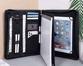 Custom Full Cowhide Leather Portfolio, Engraved Leather Business Padfolio, Personalized Refillable Portfolio for Men, Business Gifts