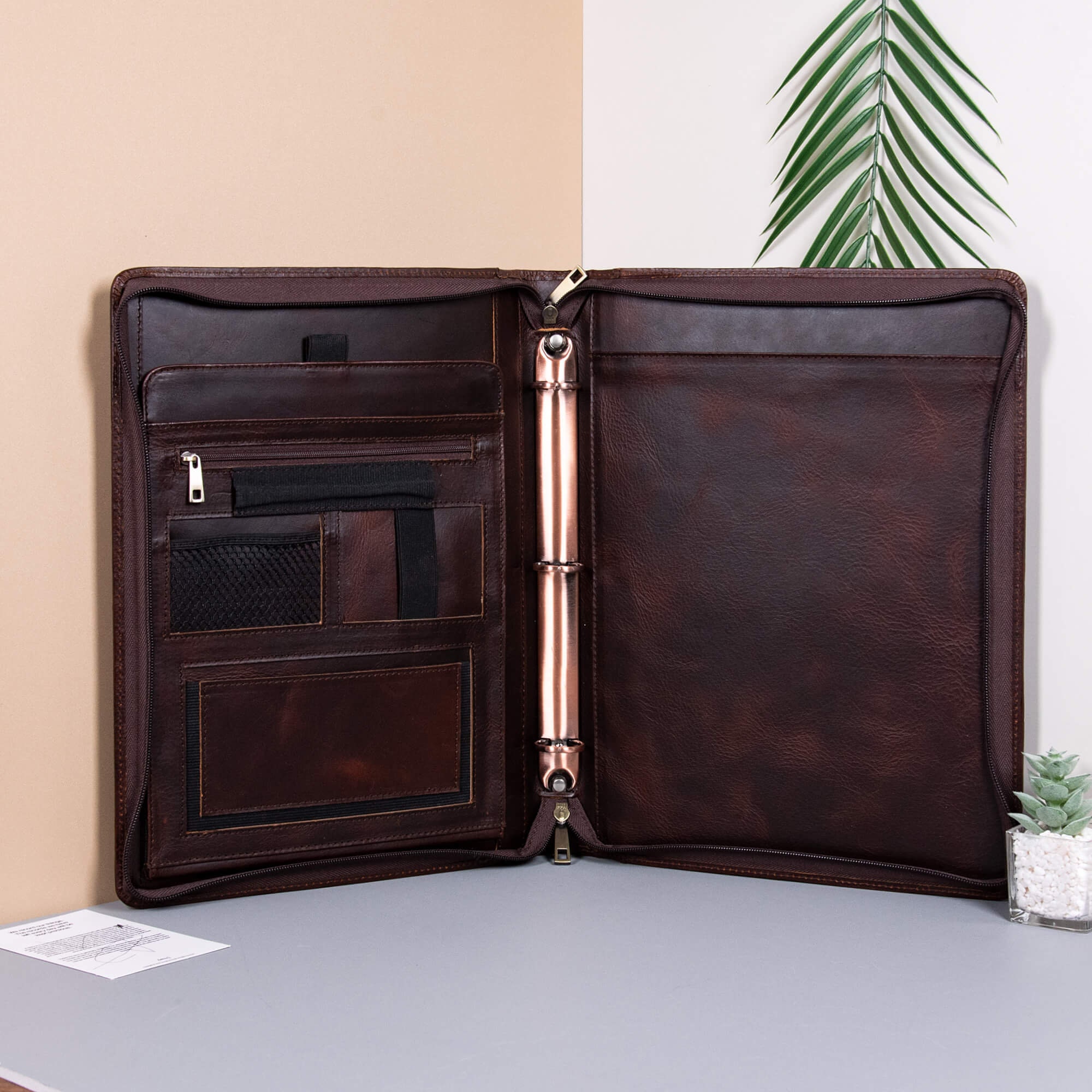 Custom Leather Portfolio,personalized Oil Wax Leather Padfolio,a4 ...