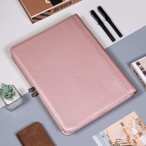 Carpeta de 3 anillas Funda de cartera de cuero Pu, Carpeta de tamaño carta personalizada, Carpeta de archivos de cuero grabada para ella/él, Regalo de graduación premium