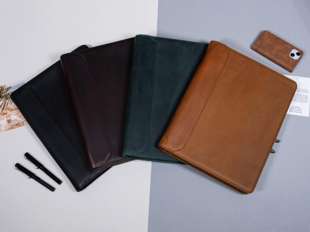 PERSONALIZED Genuine Leather Portfolio,custom Notepad Cover,3-ring ...