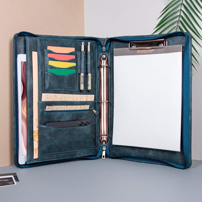 3ring Binder Leather Portfolio Personalized,custom Padfolio With