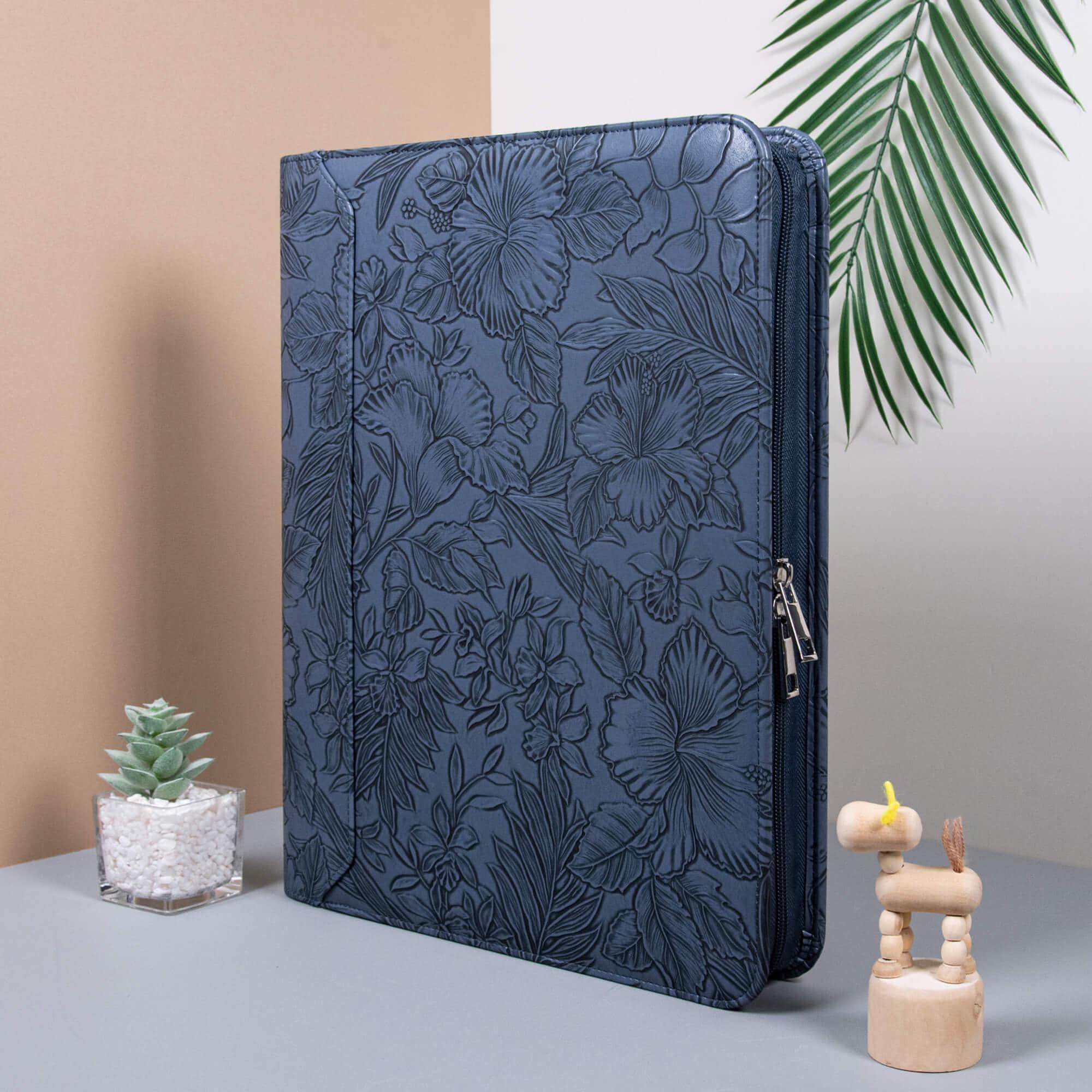 Embossed PU Leather Portfolio,Personalized Portfolio with 3-Ring Binder,Leather Padfolio Gifts for Women,Ministry Organizer,Christmas Gift