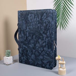 Portafolio de cuero repujado, carpeta de cuero personalizada, funda para cuaderno A4 de Office, portadocumentos personalizado, regalo de aniversario premium