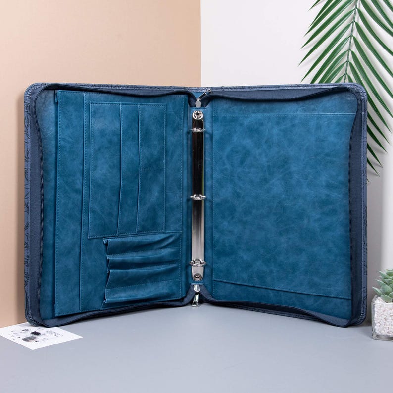 Personalized 3ring Binder Portfolio,custom Leather Work Notebook