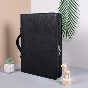 Personalized  Embossed Leather Padfolio,Custom Pu Leather Portfolio,Engraved A4 Notebook Cover,Office Document Organizer,Business Gifts