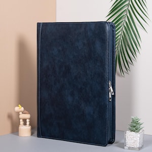 Personalized Vintage Leather Portfolio, Custom 3-Ring Binder Portfolio, Office Padfolio with Clipboard,Custom Company Gift,Gift for Collegue