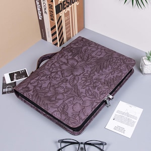 Portafolio personalizado de cuero sintético, carpeta de 3 anillas, organizador de documentos grabado para mujer, funda para cuaderno A4, regalo de aniversario.