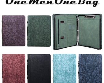 Customizable Embossed Leather Portfolio,3-Ring Binder Document Organizer with Handle,Letter Size Notepad Leather Padfolio,Personalized Gifts