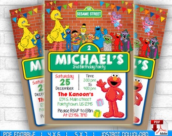 Elmo Invitations Etsy