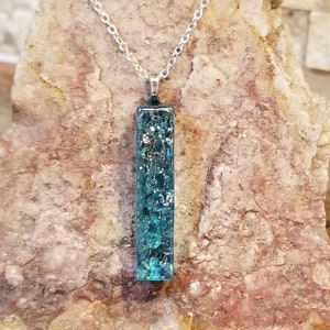 Handmade Glass Necklace, Tile Pendant, Mosaic Tile, Glass Pendant, Silver Chain
