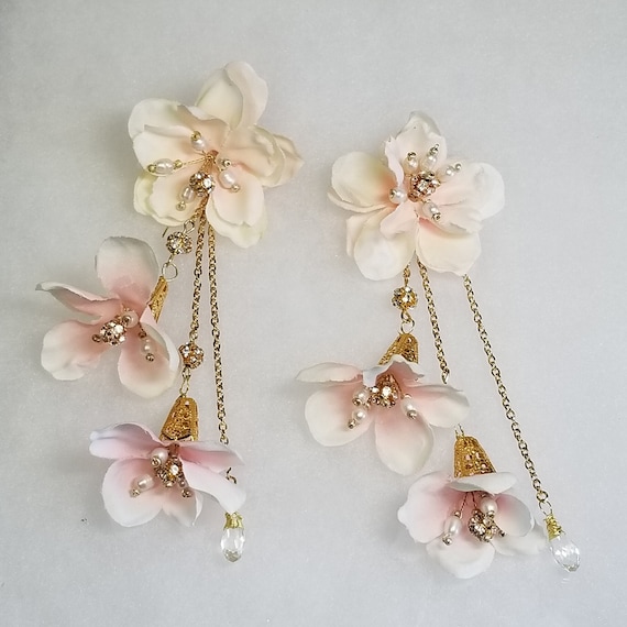 Silk flower earrings deals