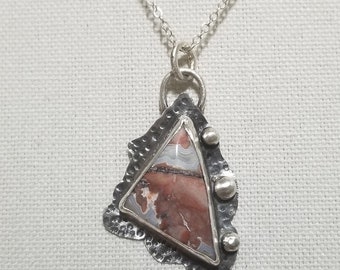 Sterling Silver Crazy Lace Agate Pendant, Gemstone Jewelry