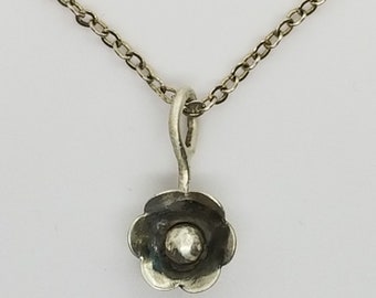 Sterling Silver Flower Pendant Necklace, Dainty Blossom