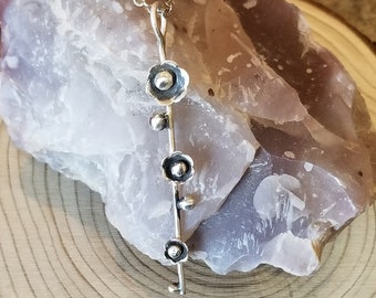 Sterling Silver Flower Branch Pendant Necklace