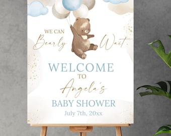 Teddy Bear Baby Shower Welcome Sign, We Can Bearly Wait Baby Shower Decor, Neutral Baby Shower, Foam Board, Bear Welcome Poster