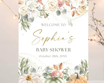 Fall Pumpkin Baby Shower Welcome Sign, A Little Pumpkin is on the Way Poster, Autumn Baby Shower, Gender Neutral Baby Shower Foam Board