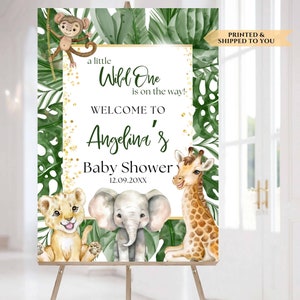 Safari Animal Baby Shower Welcome Sign, Jungle Baby Shower Sign Decorations, Lion Elephant Party Poster, Gender Neutral Baby Sprinkle