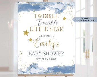 Letrero de bienvenida para baby shower Twinkle Twinkle Little Star, decoraciones para baby shower, bienvenida con chispas para bebés, letrero de bienvenida para bebé niño, póster para fiesta
