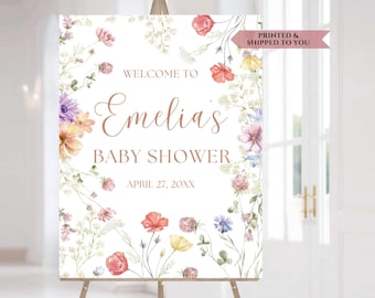 Wildflower Baby Shower Welcome Sign, Boho Floral Baby Shower Sign,  Floral Party Poster, Girl Baby Shower Decorations, Boho Welcome Sign