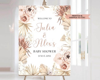 Boho Baby Shower Welcome Sign, Pampas Floral Party Poster, Floral Baby Shower Poster, Girl Baby Shower Decorations, Boho Arch Welcome Sign