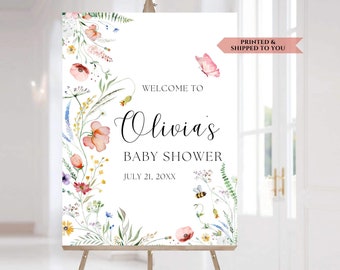 Wildflower Baby Shower Welcome Sign, Floral Party Poster, Girl Baby Shower Decorations, Boho Wild Flower Baby Sprinkle, Floral Welcome Sign