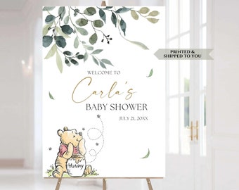 Classic Pooh Baby Shower Welcome Sign, Pooh Bear Party Poster, Gender Neutral Party Sign, Pooh Baby Shower Decorations, Vintage Pooh Sign