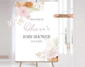 Boho Baby Shower Welcome Sign, Pampas Floral Party Poster, Girl Baby Shower Decorations, Boho Welcome Sign, Baby Sprinkle Welcome sign