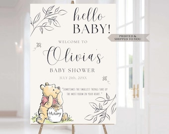 Classic Pooh Baby Shower Welcome Sign, Pooh Bear Party Poster, Gender Neutral Party Sign, Pooh Baby Shower Decorations, Vintage Pooh Sign